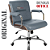 Cadeira Original Eames Diretor com Rodinhas Cromadas e Anti Risco Linha Capa em Madeira Escura Cinza Claro - Imagem 4