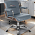 Cadeira Original Eames Diretor com Rodinhas Cromadas e Anti Risco Linha Capa em Madeira Escura Cinza Claro - Imagem 2
