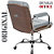 Cadeira Original Eames Diretor com Rodinhas Cromadas e Anti Risco Linha Capa em Madeira Escura Cinza Claro - Imagem 5