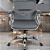 Cadeira Original Eames Diretor com Rodinhas Cromadas e Anti Risco Linha Capa em Madeira Escura Cinza Claro - Imagem 1
