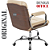 Cadeira Original Eames Diretor com Rodinhas Cromadas e Anti Risco Linha Capa em Madeira Escura Bege - Imagem 5