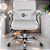Cadeira Original Eames Diretor com Rodinhas Cromadas e Anti Risco Linha Capa em Madeira Escura Branco - Imagem 1