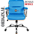Cadeira Original Eames Diretor com Rodinhas Cromadas e Anti Risco Linha Capa em Madeira Azul Bebê - Imagem 3