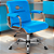 Cadeira Original Eames Diretor com Rodinhas Cromadas e Anti Risco Linha Capa em Madeira Azul Bebê - Imagem 2