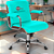 Cadeira Original Eames Diretor com Rodinhas Cromadas e Anti Risco Linha Capa em Madeira Verde Água - Imagem 2