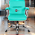 Cadeira Original Eames Diretor com Rodinhas Cromadas e Anti Risco Linha Capa em Madeira Verde Água - Imagem 1