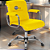 Cadeira Original Eames Diretor com Rodinhas Cromadas e Anti Risco Linha Capa em Madeira Escura Amarelo - Imagem 2
