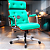 Cadeira Design Office Eames Signature Presidente Cromada com Rodinhas Anti Risco - Capa em Madeira- Verde Água - Imagem 1
