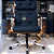 Cadeira Design Office Eames Signature Presidente Cromada com Rodinhas - Anti Risco - Capa em Madeira - Azul Marinho - Imagem 2