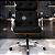 Cadeira Design Office Eames Signature Presidente Cromada com Rodinhas - Anti Risco - Capa em Madeira - Preto - Imagem 2