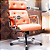 Cadeira Design Office Eames Signature Presidente Cromada com Rodinhas - Anti Risco - Capa em Madeira - Vermelho Telha - Imagem 1
