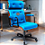 Cadeira Design Office Eames Signature Presidente Black com Rodinhas - Anti Risco - Capa em Madeira - Azul Bebê - Imagem 1