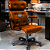 Cadeira Design Office Eames Signature Presidente Black com Rodinhas - Anti Risco - Capa em Madeira - Caramelo - Imagem 1
