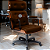 Cadeira Design Office Eames Signature Presidente Black com Rodinhas - Anti Risco - Capa em Madeira - Marrom - Imagem 1