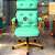 Cadeira Design Office Eames Signature Presidente Dourada com Rodinhas - Anti Risco - Capa em Madeira - Verde Água - Imagem 2