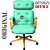 Cadeira Design Office Eames Signature Presidente Dourada com Rodinhas - Anti Risco - Capa em Madeira - Verde Água - Imagem 3