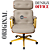 Cadeira Design Office Eames Signature Presidente Dourada com Rodinhas - Anti Risco - Capa em Madeira - Bege - Imagem 4