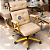 Cadeira Design Office Eames Signature Presidente Dourada com Rodinhas - Anti Risco - Capa em Madeira - Bege - Imagem 1