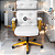 Cadeira Design Office Eames Signature Presidente Dourada com Rodinhas - Anti Risco - Capa em Madeira - Branco - Imagem 2