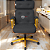 Cadeira Design Office Eames Signature Presidente Dourada com Rodinhas - Anti Risco - Capa em Madeira - Marrom Café - Imagem 2