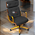 Cadeira Design Office Eames Signature Presidente Dourada com Rodinhas - Anti Risco - Capa em Madeira - Marrom Café - Imagem 1