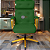 Cadeira Design Office Eames Signature Presidente Dourada com Rodinhas - Anti Risco - Capa em Madeira - Verde Escuro - Imagem 2