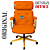 Cadeira Design Office Eames Signature Presidente Dourada com Rodinhas - Anti Risco - Capa em Madeira - Laranja - Imagem 3