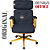 Cadeira Design Office Eames Signature Presidente Dourada com Rodinhas - Anti Risco - Capa em Madeira - Azul Marinho - Imagem 3