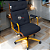Cadeira Design Office Eames Signature Presidente Dourada com Rodinhas - Anti Risco - Capa em Madeira - Azul Marinho - Imagem 1