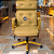 Cadeira Design Office Eames Signature Presidente Dourada com Rodinhas - Anti Risco - Capa em Madeira - Amarelo Mostarda - Imagem 1