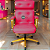 Cadeira Design Office Eames Signature Presidente Dourada com Rodinhas - Anti Risco - Capa em Madeira - Rosa Pink - Imagem 2