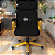 Cadeira Design Office Eames Signature Presidente Dourada com Rodinhas - Anti Risco - Capa em Madeira - Preto - Imagem 2