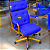 Cadeira Design Office Eames Signature Presidente Dourada com Rodinhas - Anti Risco - Capa em Madeira - Azul Royal - Imagem 1