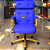 Cadeira Design Office Eames Signature Presidente Dourada com Rodinhas - Anti Risco - Capa em Madeira - Azul Royal - Imagem 2