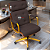 Cadeira Design Office Eames Signature Presidente Dourada com Rodinhas - Anti Risco - Capa em Madeira - Vermelho Vinho - Imagem 2