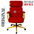 Cadeira Design Office Eames Signature Presidente Dourada com Rodinhas - Anti Risco - Capa em Madeira - Vermelho - Imagem 3