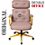 Cadeira Design Office Eames Signature Presidente Dourada com Rodinhas - Anti Risco - Capa em Madeira - Vermelho Telha - Imagem 5