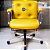Cadeira Design Office Eames Signature Diretor Cromada com Rodinhas Anti Risco - Capa em Madeira - Amarelo - Imagem 2