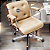 Cadeira Design Office Eames Signature Diretor Cromada com Rodinhas Anti Risco - Capa em Madeira - Bege - Imagem 1