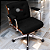 Cadeira Design Office Eames Signature Diretor Cromada com Rodinhas Anti Risco - Capa em Madeira - Preto - Imagem 1