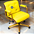 Cadeira Design Office Eames Signature Diretor Dourada com Rodinhas Anti Risco - Capa em Madeira - Amarelo - Imagem 2