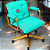 Cadeira Design Office Eames Signature Diretor Dourada com Rodinhas Anti Risco - Capa em Madeira - Verde Água - Imagem 2
