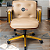 Cadeira Design Office Eames Signature Diretor Dourada com Rodinhas Anti Risco - Capa em Madeira - Bege - Imagem 1