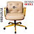 Cadeira Design Office Eames Signature Diretor Dourada com Rodinhas Anti Risco - Capa em Madeira - Bege - Imagem 3
