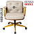 Cadeira Design Office Eames Signature Diretor Dourada com Rodinhas Anti Risco - Capa em Madeira - Bege - Imagem 7
