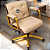 Cadeira Design Office Eames Signature Diretor Dourada com Rodinhas Anti Risco - Capa em Madeira - Bege - Imagem 2
