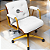 Cadeira Design Office Eames Signature Diretor Dourada com Rodinhas Anti Risco - Capa em Madeira - Branco - Imagem 2