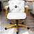 Cadeira Design Office Eames Signature Diretor Dourada com Rodinhas Anti Risco - Capa em Madeira - Branco - Imagem 1