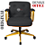 Cadeira Design Office Eames Signature Diretor Dourada com Rodinhas Anti Risco - Capa em Madeira - Marrom Café - Imagem 2