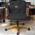 Cadeira Design Office Eames Signature Diretor Dourada com Rodinhas Anti Risco - Capa em Madeira - Marrom Café - Imagem 1